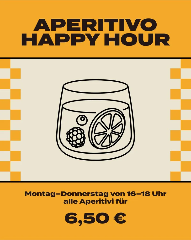 Flyer Aperitivo Happy Hour bei Lausbub Nürnberg: Montag bis Donnerstag von 16 bis 18 Uhr alle Aperitivi für 6,50&nbsp;€