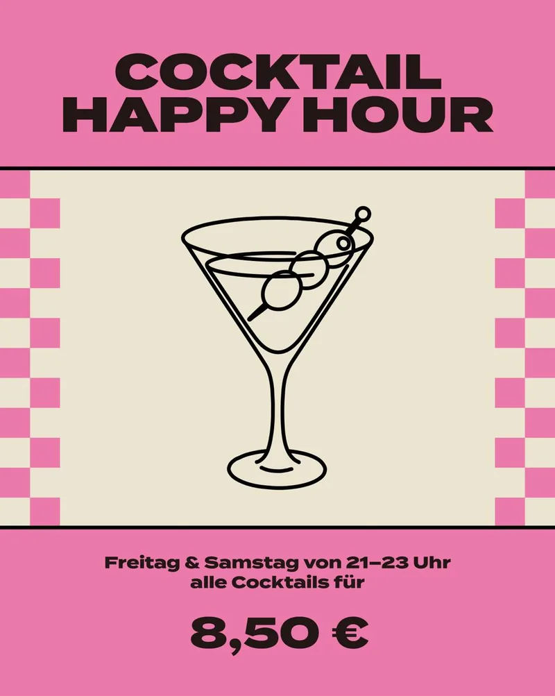 Flyer Cocktail Happy Hour bei Lausbub Nürnberg: Freitag und Samstag von 21 bis 23 Uhr alle Cocktails für 8,50&nbsp;€